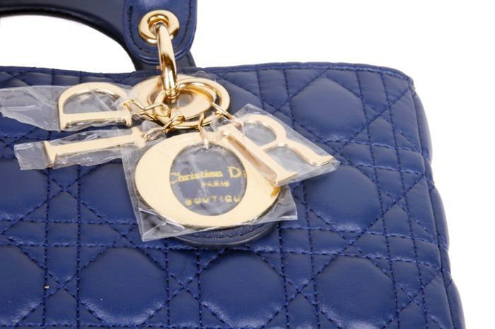 replica jumbo lady dior lambskin leather bag 6322 royablue with gold hardware